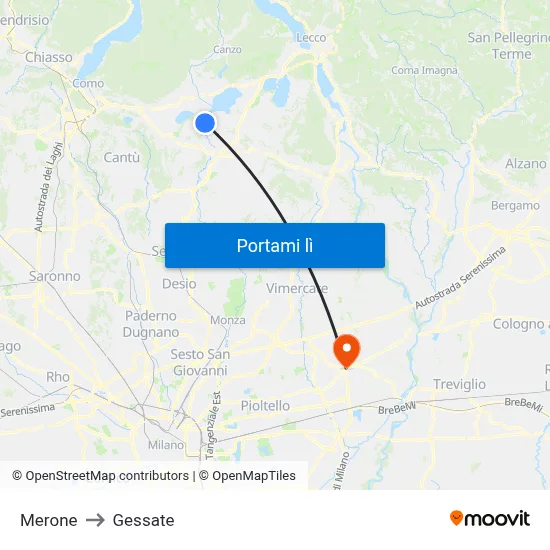 Merone to Gessate map