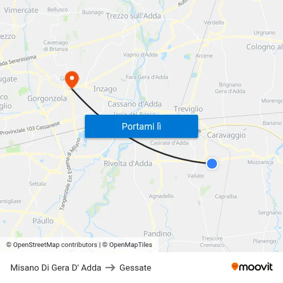 Misano Di Gera D' Adda to Gessate map