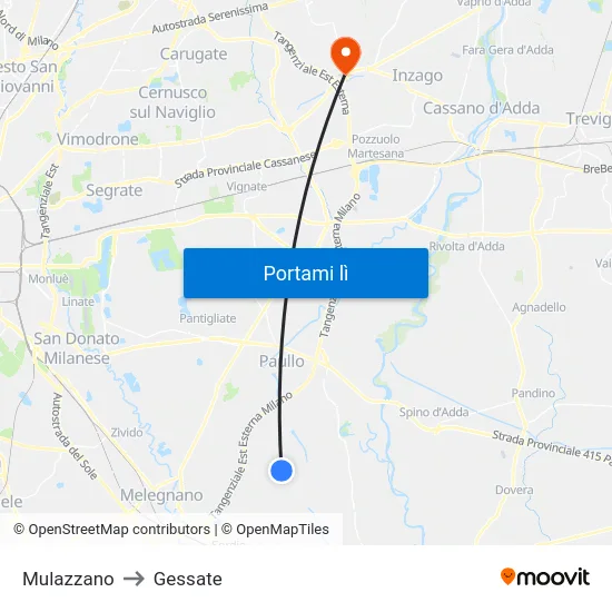 Mulazzano to Gessate map