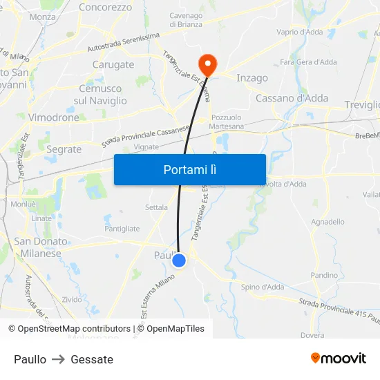 Paullo to Gessate map