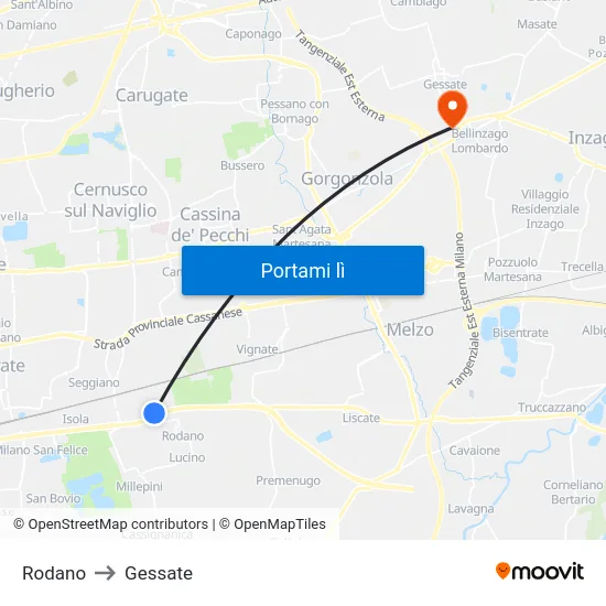 Rodano to Gessate map