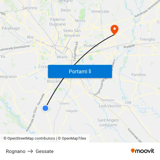 Rognano to Gessate map