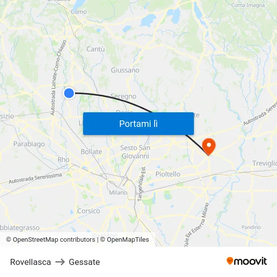 Rovellasca to Gessate map