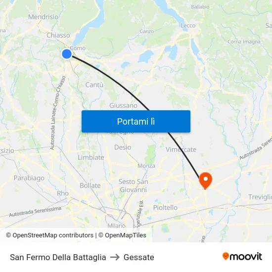 San Fermo Della Battaglia to Gessate map