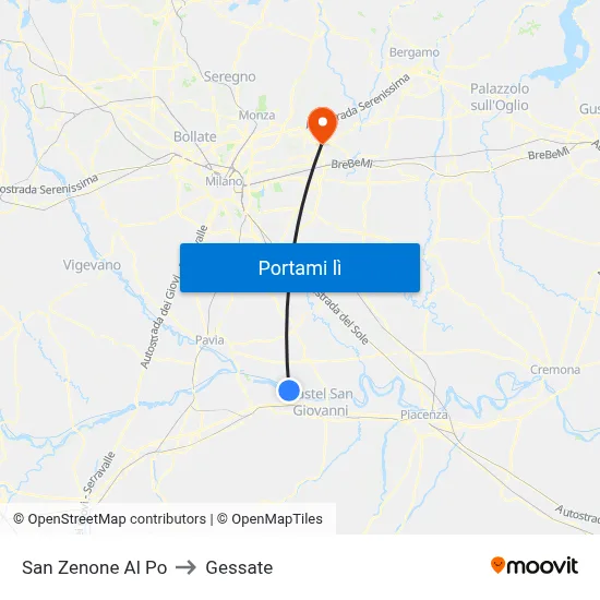 San Zenone Al Po to Gessate map