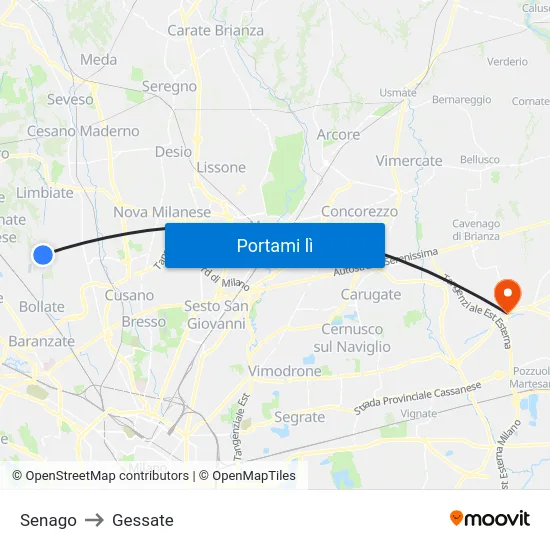 Senago to Gessate map