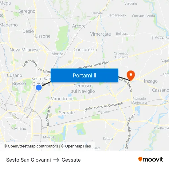 Sesto San Giovanni to Gessate map
