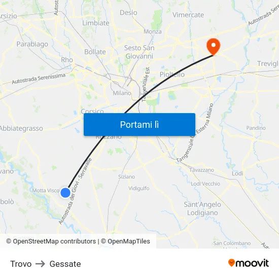 Trovo to Gessate map