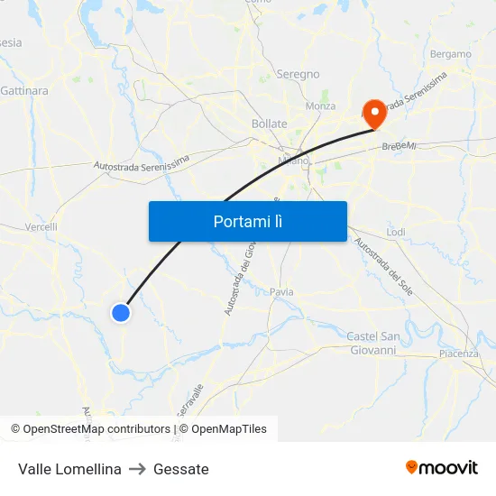 Valle Lomellina to Gessate map