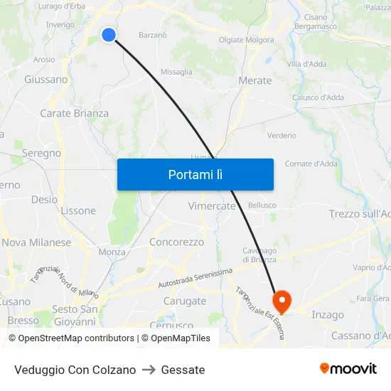 Veduggio Con Colzano to Gessate map