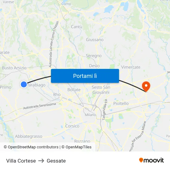 Villa Cortese to Gessate map