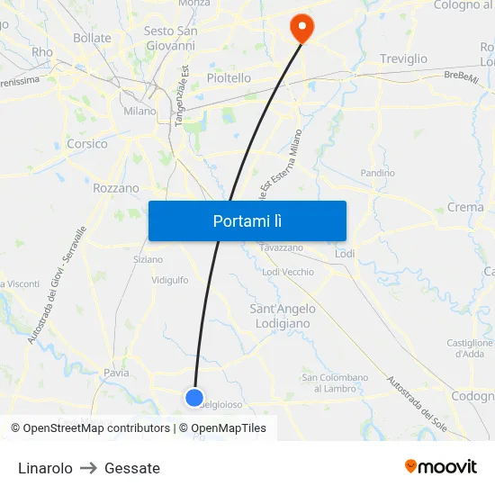 Linarolo to Gessate map