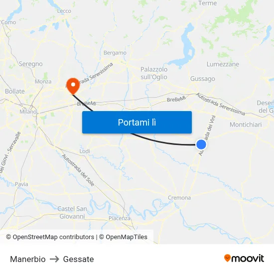 Manerbio to Gessate map