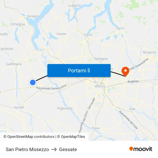 San Pietro Mosezzo to Gessate map