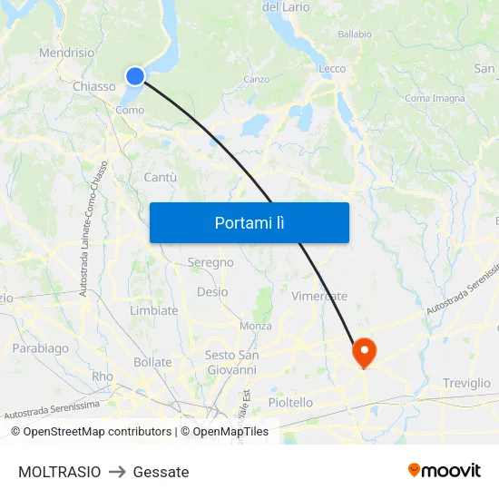 MOLTRASIO to Gessate map