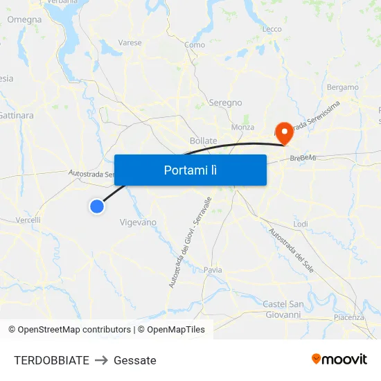 TERDOBBIATE to Gessate map