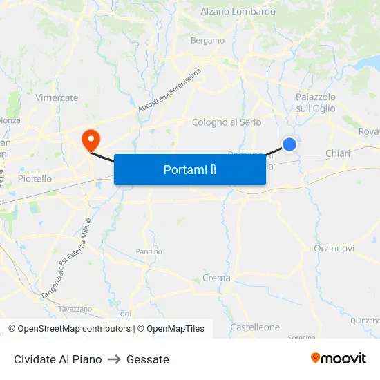 Cividate Al Piano to Gessate map