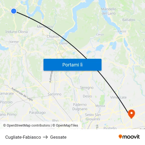 Cugliate-Fabiasco to Gessate map