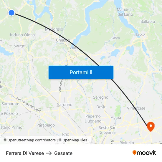 Ferrera Di Varese to Gessate map