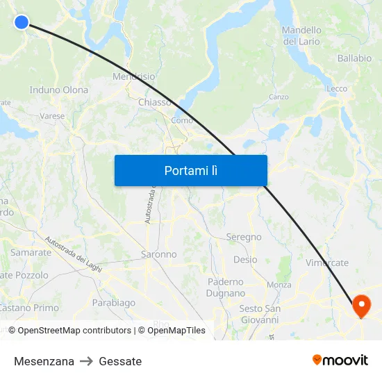 Mesenzana to Gessate map