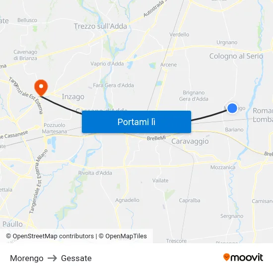 Morengo to Gessate map