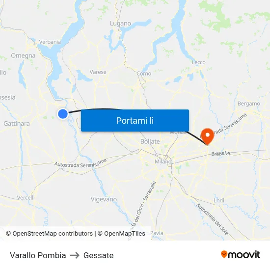 Varallo Pombia to Gessate map