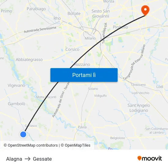 Alagna to Gessate map