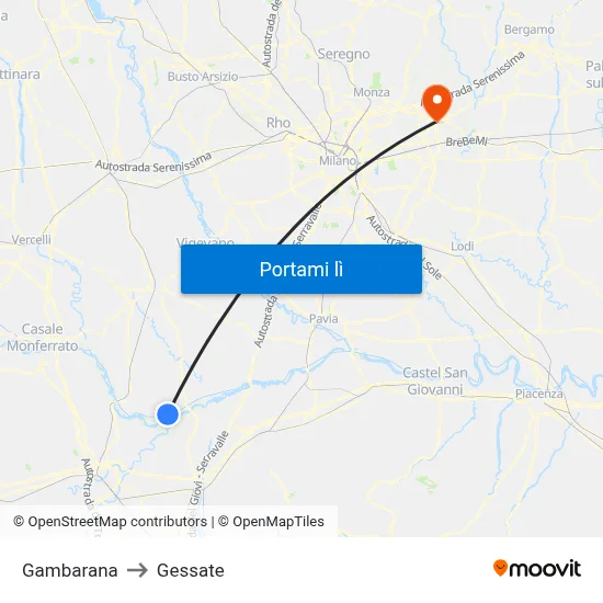 Gambarana to Gessate map