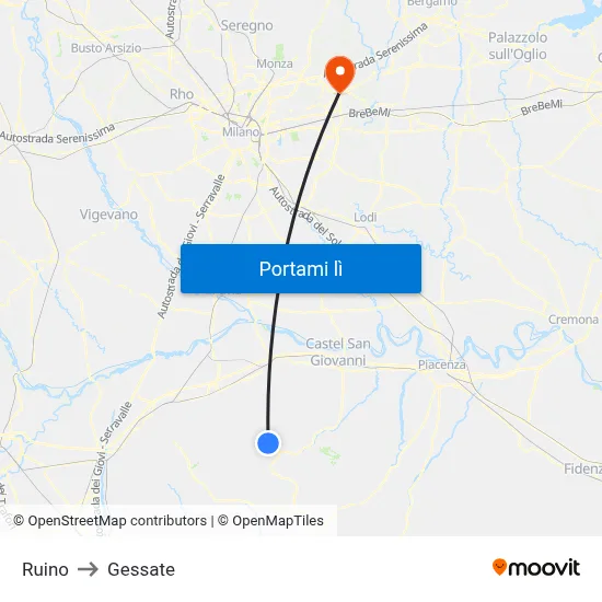 Ruino to Gessate map