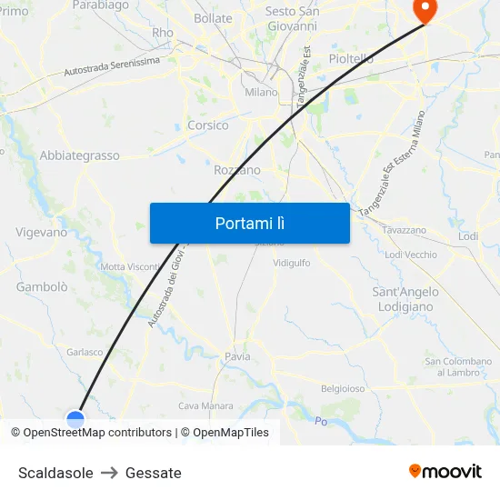 Scaldasole to Gessate map