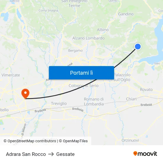 Adrara San Rocco to Gessate map