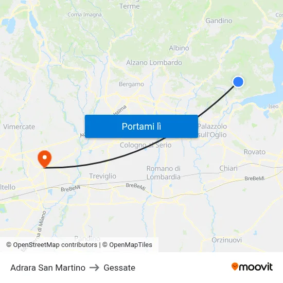 Adrara San Martino to Gessate map