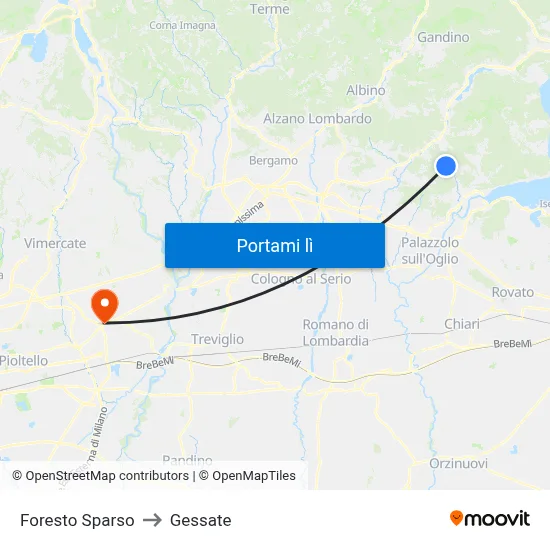 Foresto Sparso to Gessate map