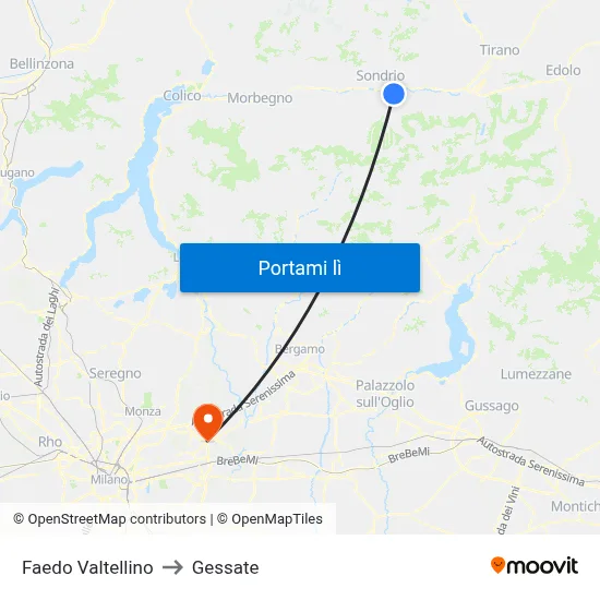 Faedo Valtellino to Gessate map