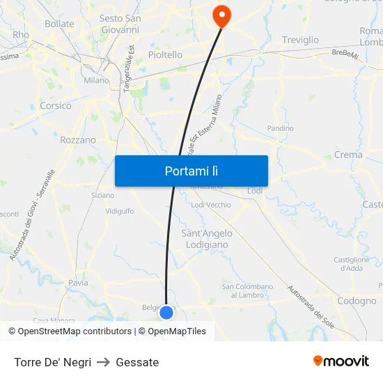 Torre De' Negri to Gessate map