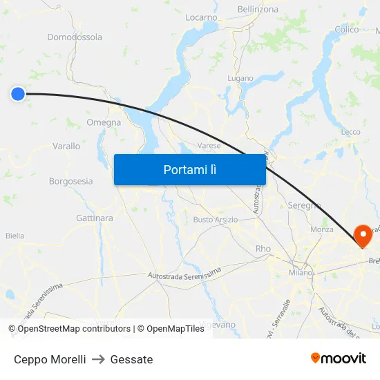 Ceppo Morelli to Gessate map