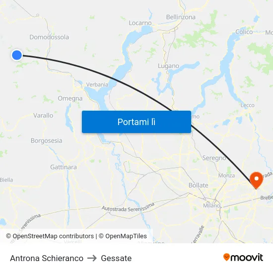 Antrona Schieranco to Gessate map