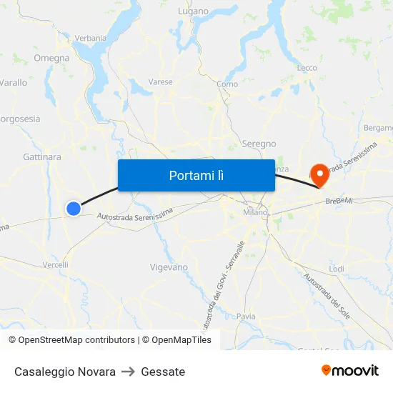 Casaleggio Novara to Gessate map