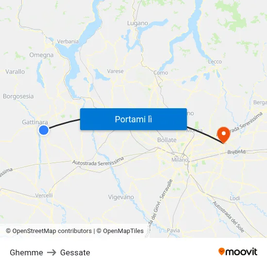 Ghemme to Gessate map