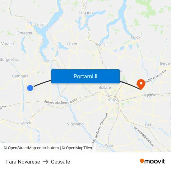 Fara Novarese to Gessate map