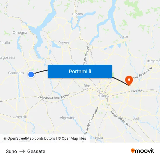 Suno to Gessate map