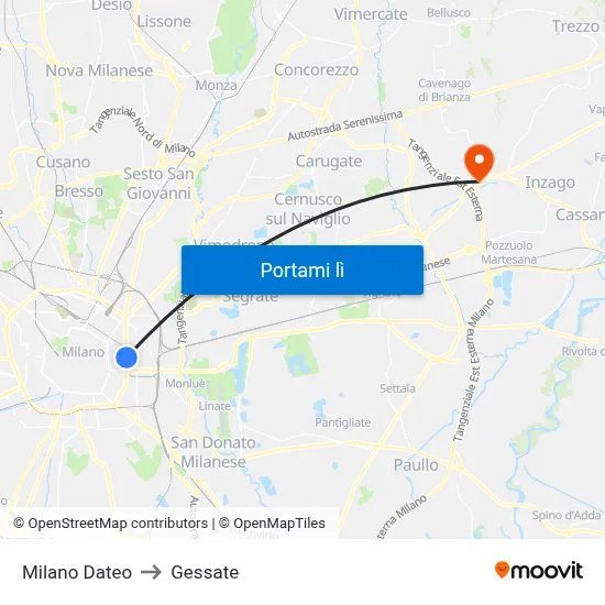 Milano Dateo to Gessate map