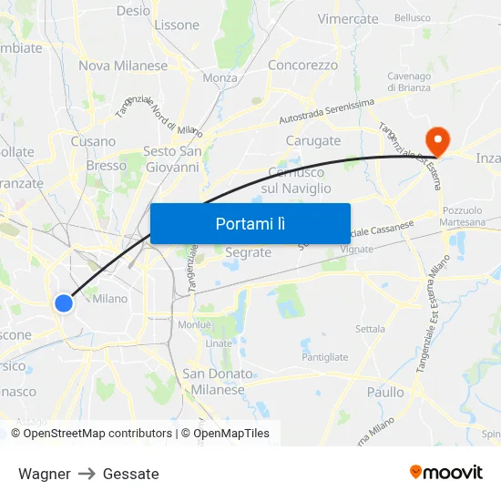 Wagner to Gessate map