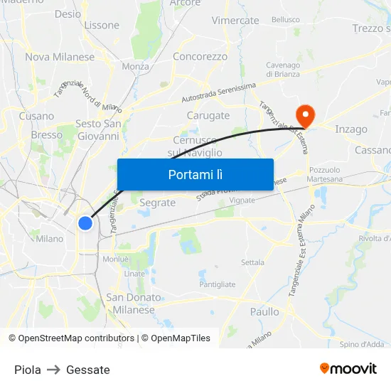 Piola to Gessate map