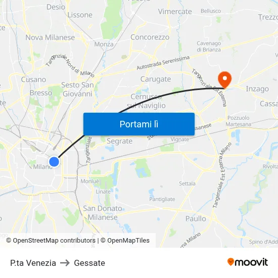P.ta Venezia to Gessate map