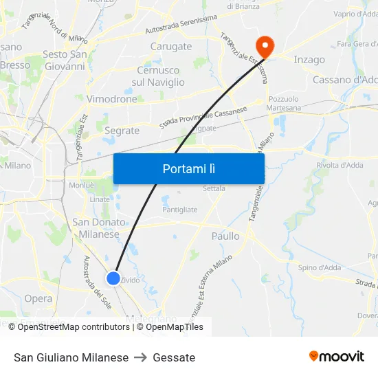 San Giuliano Milanese to Gessate map