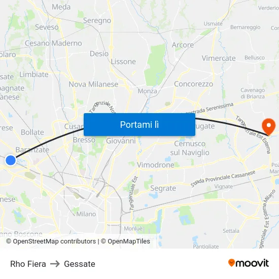 Rho Fiera to Gessate map
