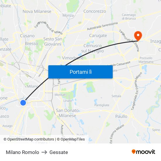 Milano Romolo to Gessate map