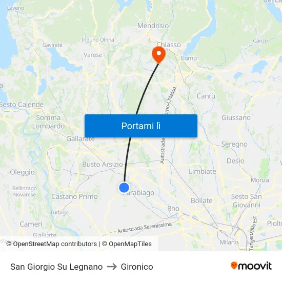 San Giorgio Su Legnano to Gironico map