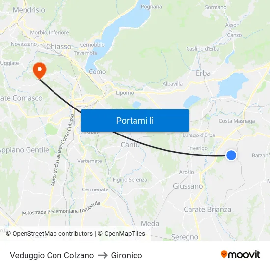 Veduggio Con Colzano to Gironico map